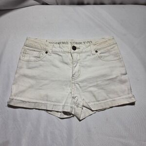 Mossimo Supply Co Girls White Denim Shorts Size XL 14/16 Frayed‎ Hem Embroidered
